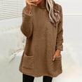 thumbnail image 3 of Scyoekwg Long Sleeve Shirts for Women Crew Neck Warm Tunic Tops with Pocket Lightweight Dressy Casual Blouses Solid Color Fall Tops Trendy Loose Pullover (Brown,XL), 3 of 4