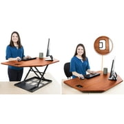 Stand Steady X-Elite Pro | Premier Corner Standing Desk Converter | Extra Large 40 Inch Sit to Stand Desk | Fully Assembled | Height Adjustable Desk Converter for Cubicles and L-Shaped Desks (Cherry)