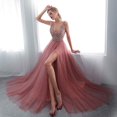 thumbnail image 3 of Vestido elegante de mujer con lentejuelas divididas, sexy, escote en V, sin espalda, vestido de noche, 3 of 6