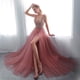 thumbnail image 3 of Vestido elegante de mujer con lentejuelas divididas, sexy, escote en V, sin espalda, vestido de noche, 3 of 6
