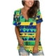 thumbnail image 1 of Camiseta de Manga Corta Imprimida de Ajuste Suelto de Algodón para Mujer, Camiseta de Mezcla de Rayón con Cuello en V, 1 of 5