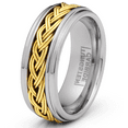 thumbnail image 2 of Metal Masters Gold Plated Braided Tungsten Carbide Ring Mens Wedding Band 8MM Comfort-Fit, 2 of 5