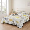 thumbnail image 2 of Twin XL Quilt Set 68''x98'', Yellow Grey Botanical Lightweight Summer Bedspread Coverlet Set with 2 Pillow Shams, Spring Floral Watercolor Breathable All Season Quilt Bedding for Dorm/Guest Room, 2 of 9