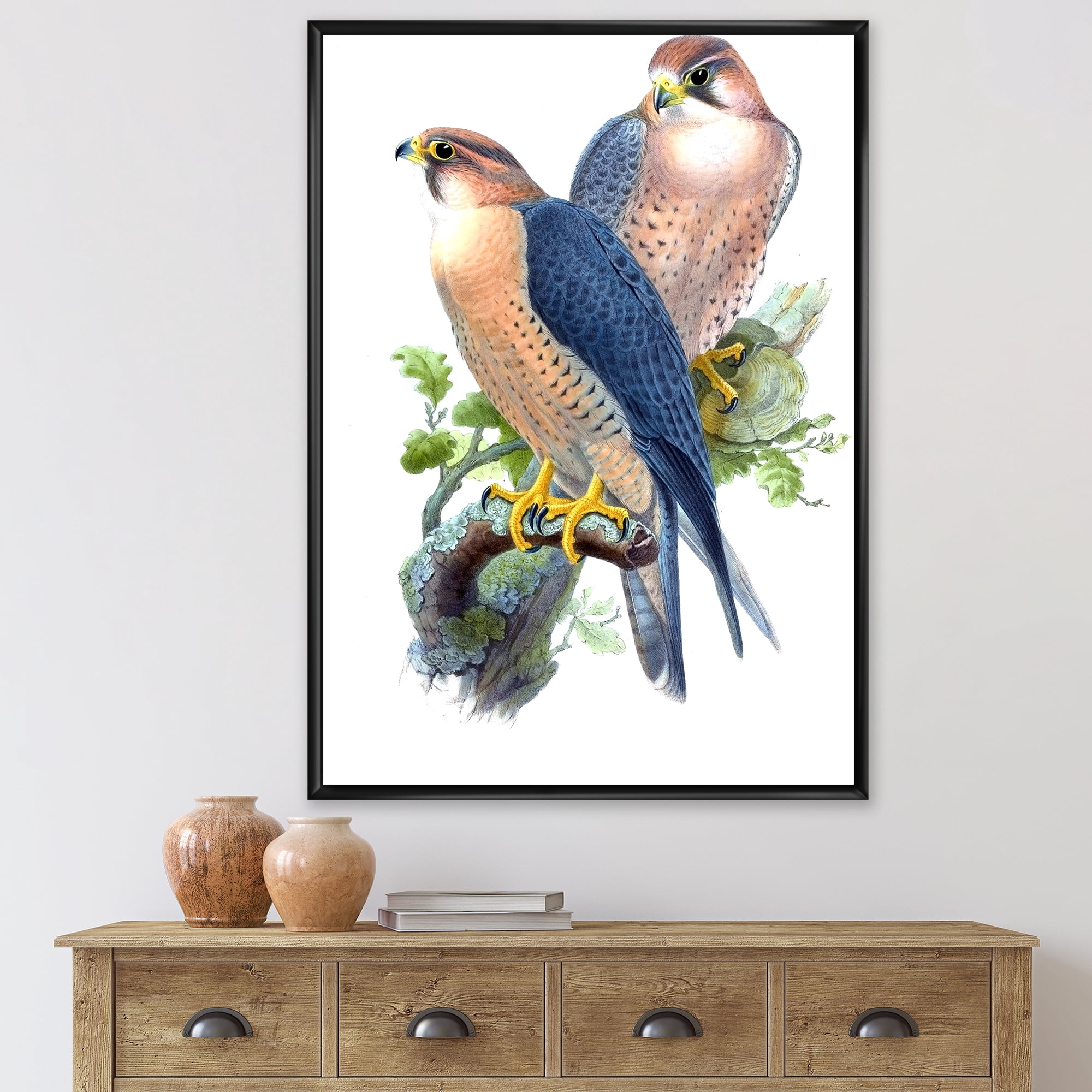 Designart 'Ancient Birds II' Traditional Framed Canvas Wall Art Print