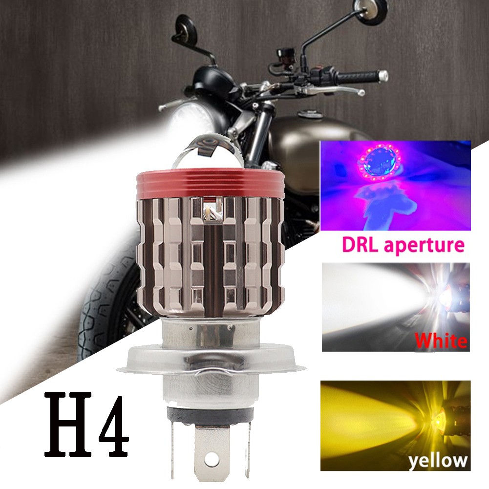H4 LED Motorcycle Headlight H6 HiLow Beam 4 Modes Flash Angel Devil