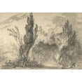thumbnail image 3 of Jean-Honoré Fragonard 14x11 Black Modern Framed Museum Art Print Titled - View of a Park (ca. 1757-59), 3 of 5