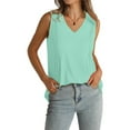 thumbnail image 2 of MESSUEN Sleeveless Tops Women Tank Tops Loose Fit V-neck Raglan Summer Pleated Tank Tops for Women 2024 Loose Fit V Neck Sleeveless Tops Flowy Basics Womens Tops Womens Tops Mint Green S, 2 of 5
