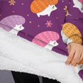 thumbnail image 3 of Oversized Wearable Blanket Hoodie,Cute Hedgehogs and Pioneer Flower Pattern Sherpa Blanket Hoodie with Super Pockets,Super Warm Fuzzy Pullover for Women & Men, 3 of 6