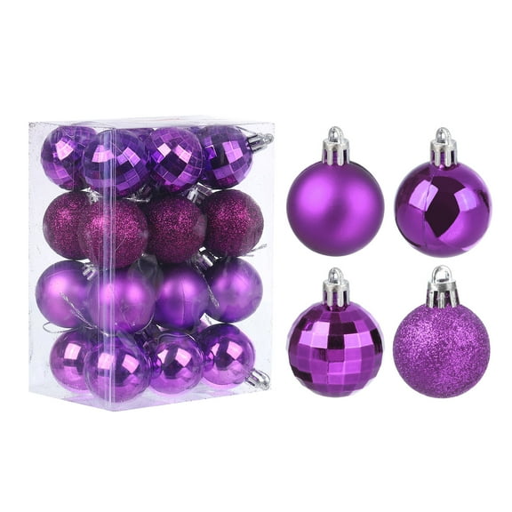 Uxcell 24Pcs Purple 1.57 Inch Christmas Balls Ornaments Shatterproof Ornaments Balls for Xmas Trees Decoration