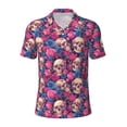 thumbnail image 2 of Daiia Skull rose blue flower Pattern Men’s Polo Shirts,Solid Deck Shirt,Classic Fit, Breathable Cotton Polo for Casual and Sport Wear-Large, 2 of 7