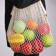 thumbnail image 3 of Cotton Mesh Bag Reusable Grocery Tote with Long Handles Washable Eco-Friendly Shopping Handbag Lightweight Foldable Net Tote for Fruits And Vegetables, 3 of 10