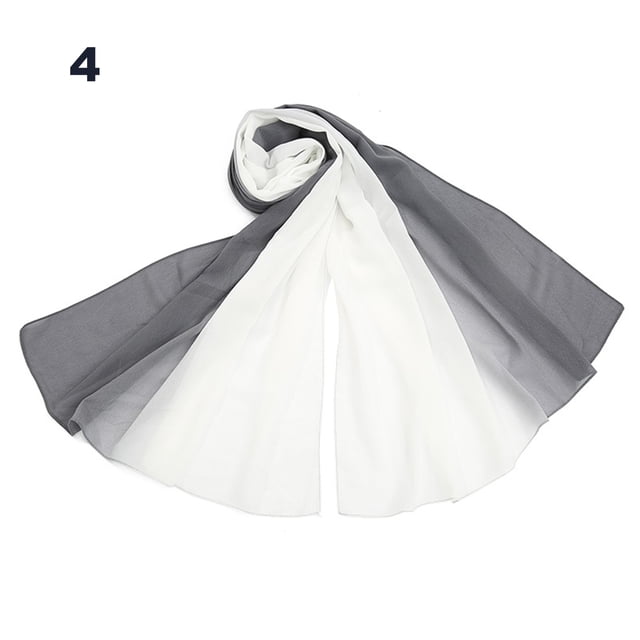 Opolski Scarf Gradient Color Multi-function Women Foldable Long Scarf Wrap for Club
