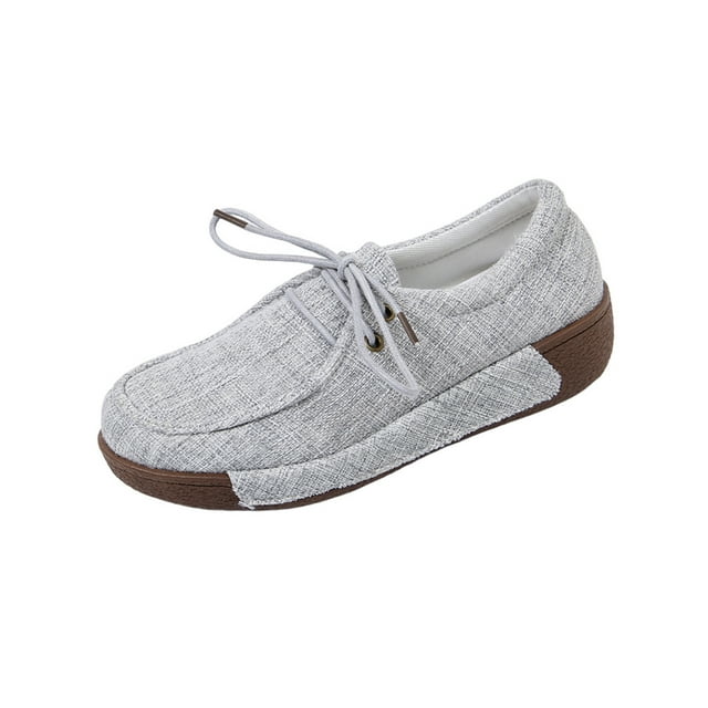 Chaussures de Course pour Femmes, Chaussures Décontractées Unies à Lacets devant, Bout Rond, Plates à Semelle Épaisse, Toutes Saisons, Mocassins pour Femmes