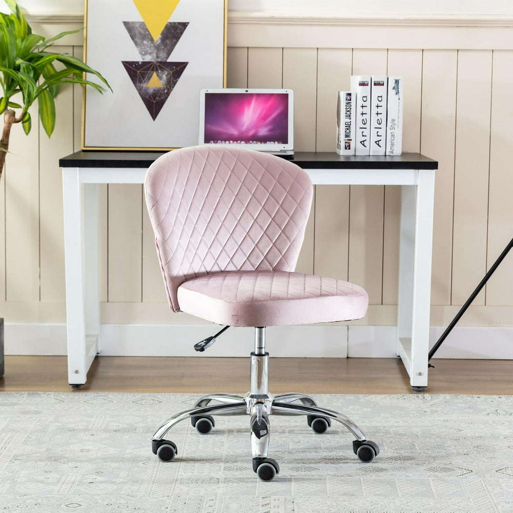 Home Office Computer Chairs with Wheels, Upholstered Armless Ergonomic
