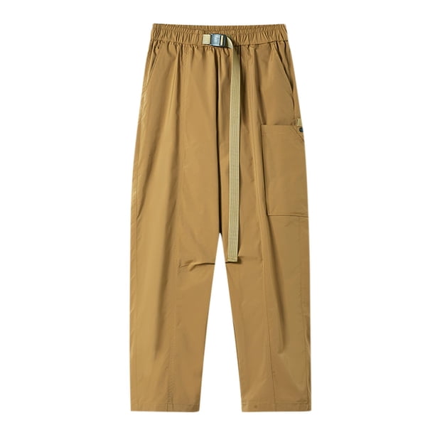 Pantalones largos de moda para hombre, casuales, de color sólido, con bolsillos cargo, elásticos y secos, para hombre