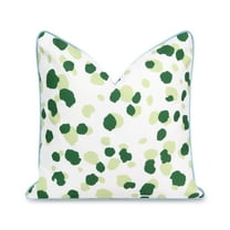 Hofdeco Premium Coastal Patio Indoor Outdoor Throw Pillow Cover Only, 20"x20" Water Repellent for Backyard, Couch, Green Leopard with Piping