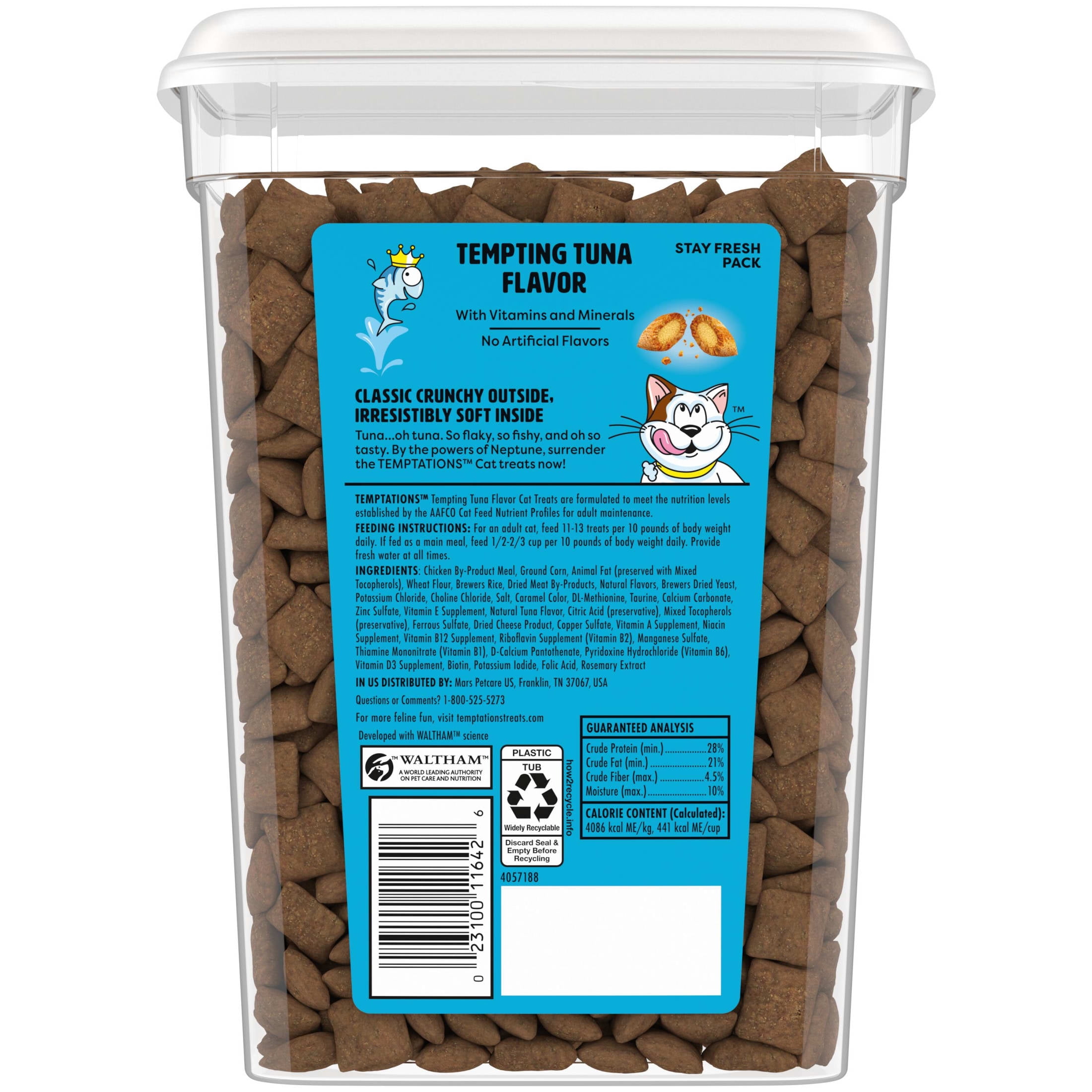 Temptations Classic Crunchy and Soft Cat Treats, Tempting Tuna Flavor, 16 oz. Tub
