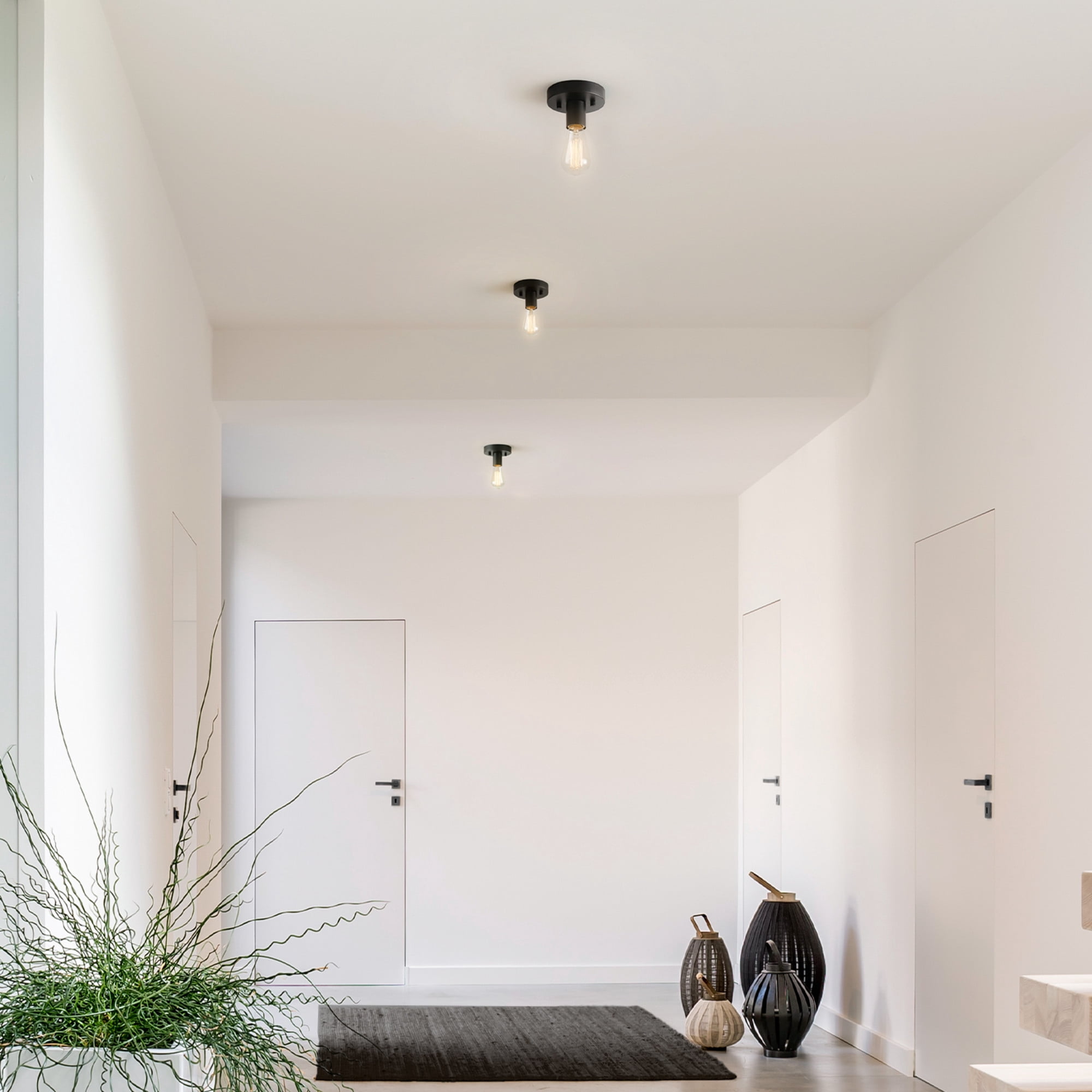 Better Homes & Gardens 1-Light Flush Mount,Matte Black,Bulb Not Included