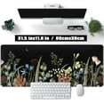 thumbnail image 2 of Cute Gaming Black Wild Flowers Desk Mat Mouse Pad Star Moon Floral Mousepad Large, XL Big Computer Keyboard and Mouse Mat Desk Pad Mat with Stitched Edge for Women Office Decor Deskmat 31.5x11.8 in, 2 of 6