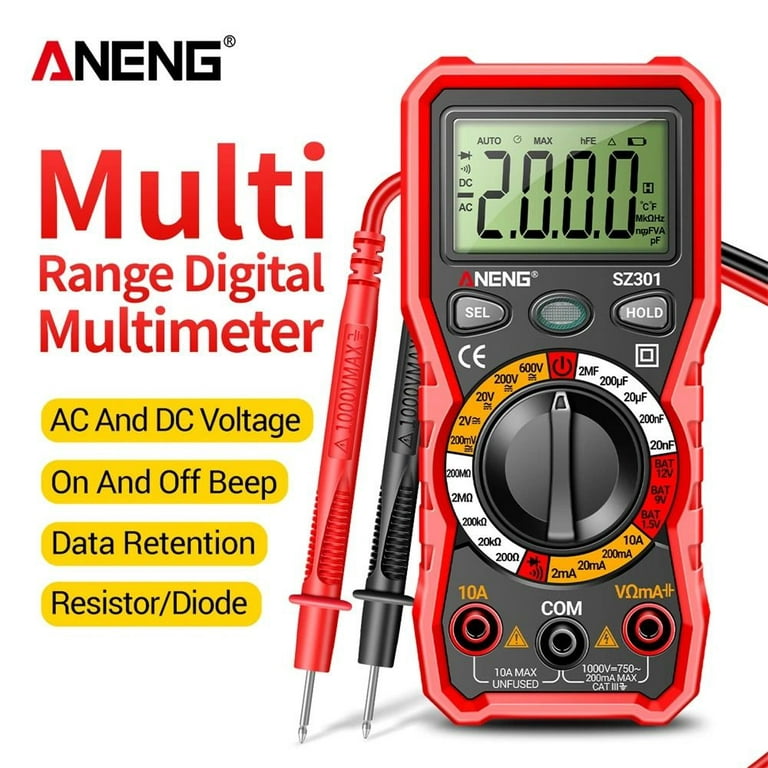 Multimètre numérique professionnel,SZ301,SZ302,voltmètre  automatique,AC,DC,220V,haute tension,puzzle,diode,testeur NCV - Type SZ301  red