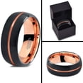 thumbnail image 4 of P. Manoukian Tungsten Wedding Band Ring 8mm for Men Women Black & 18K Rose Gold Plated Center Line Dome Brushed Polished Lifetime Guarantee Size 12.5, 4 of 4