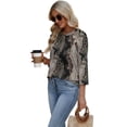 thumbnail image 5 of WIHOLL 3/4 Length Sleeve Crew Neck Button Fashion Clothing Dressy Casual Business Work Tops Summer Fall Outfits, 5 of 11