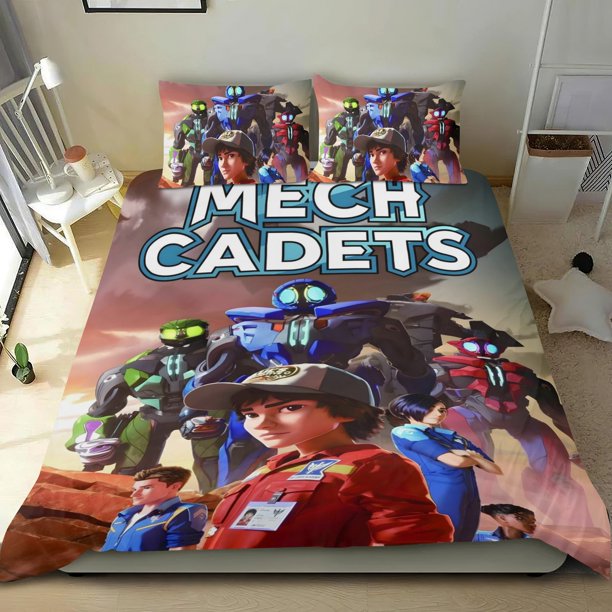 Cadetes Mech Conjunto de sábanas temático, trío de piezas, cómodo y amigable con la piel, diseño único, regalo de decoración para el hogar para familiares, amigos y fans,173cm *218cm