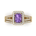 thumbnail image 2 of Clara Pucci 18K Yellow Gold Emerald Cut 1Ct Simulated Alexandrite Engagement Ring + Matching Band - Luxury Box Included, 2 of 7