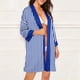 thumbnail image 4 of Batas Talla Lencería Mujer Seda Raya Bata Satén Albornoz Ropa de Dormir Pijamas Mujer, 4 of 9