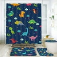 thumbnail image 2 of FRAMICS 16 Pc Kids Cartoon Dinosaur Shower Curtain and Rug Sets, Blue Cute Bathroom Sets, Waterproof Fabric Shower Curtain with 12 Hooks and Toilet Rugs, 2 of 10