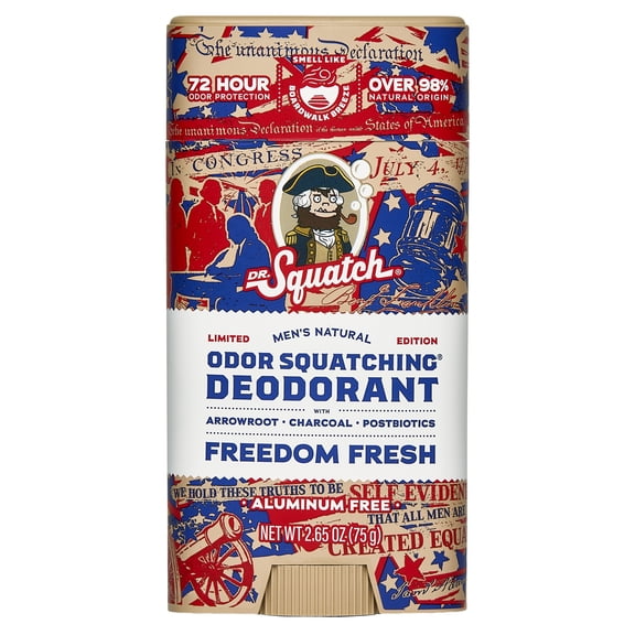 Dr. Squatch Mens Aluminum Free Deodorant, Natural Deodorant for Men, Freedom Fresh, 2.65 Oz