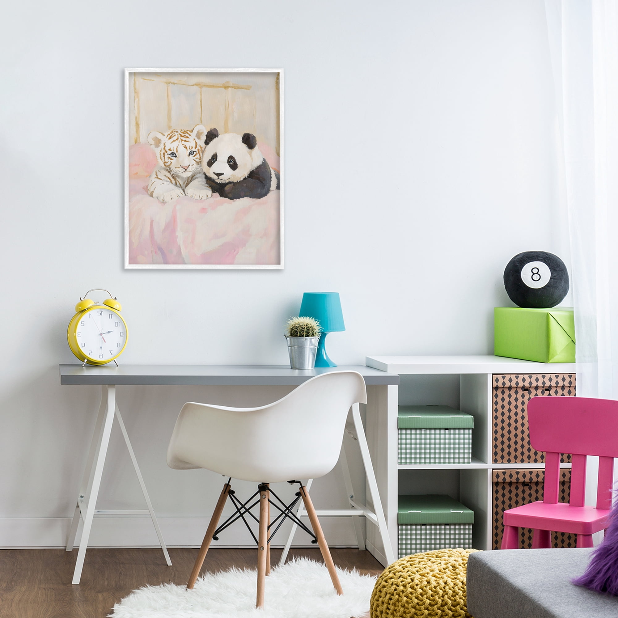 Stupell Industries Baby Panda & Tiger Cuddles White Framed Giclee Art, design by The Prints Vibe