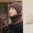 thumbnail image 4 of Outfmvch hat and gloves for women Winter Beanie Hat Scarf Gloves, Warm Fleece Knit Hat Long Scarf Neck Warmer Touch Screen Winter Gloves Set Gifts for Women hat and scarf set for women Khaki One Size, 4 of 5