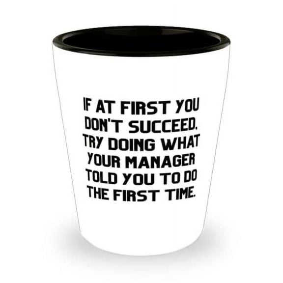 Epic Manager Gifts, If at First You Don't Succeed, Try Doing What Your Manager Told You to, Funny Shot Glass For Coworkers From Colleagues