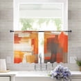 thumbnail image 3 of Burnt Orange Brown Semi Sheer Curtains 54 Inch Length 2 Panels Set, Farmhouse Ombre Abstract Mottled Art Sheer Kitchen Curtain Privacy Voile Window Curtain for Living Room Bedroom Rod Pocket Drapes, 3 of 7