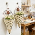 thumbnail image 5 of 1Pcs Rattan Hanging Planter Basket, Farmhouse Cone Flower Pot Rustic Weave Herb Orchid Holder, Artificial Violet Flower Wall Basket for Garden Home Decoration, 5 of 6
