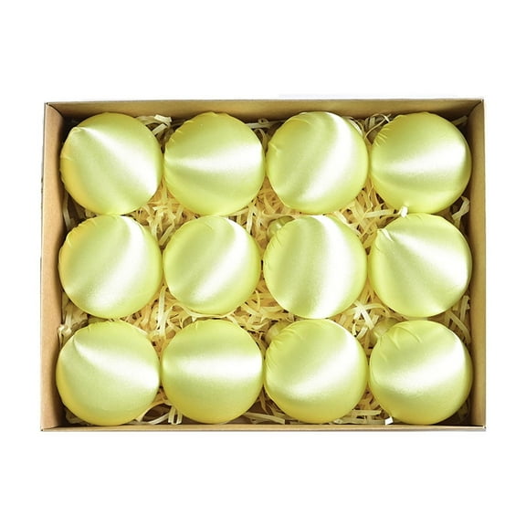 2025 CISIL & 12 -Count Christmas Tree Ornaments Velvet Fluorescence Yellow Balls 6cm 2.36In
