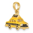 thumbnail image 4 of 14K Yellow Gold Solid Polished Yellow, Black Enamel Finish New York 3-Dimensional Taxi Design Charm Pendant, 4 of 4