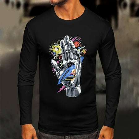 

LEEy-world For Men Male Autumn And Winter Multi Button V Neck Solid Color Design Casual Long Sleeve Pajamas T Shirt Black M