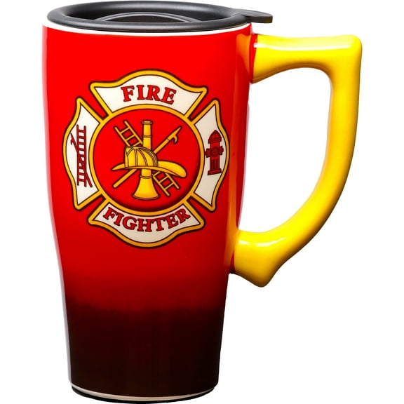 FIREFIGHTER 18 OUNCE CERAMIC TRAVEL MUG