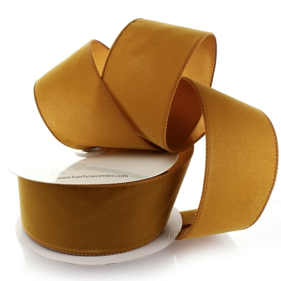 Ribbon Traditions 2.5" Wired Suede Velvet Ribbon Antique Gold - 25 Yards