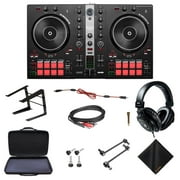 Hercules DJ Controller Inpulse 300 MK2 - 2 Deck USB DJ Controller with Mackie MC-100 Closed-Back Headphones, On-Stage Laptop Stand, Waith DJ Controller Case and Waith Cleaning Cloth (Bundle Set)