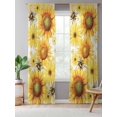 thumbnail image 5 of Sheer Curtains 108 Inches Long, Sunflower Semi Sheer Curtains Light Filtering Window Treatment, Yellow Floral Elegant Flowers Pastoral Privacy Voile Drapes for Living Room Bedroom 52x108 Inch, 5 of 7