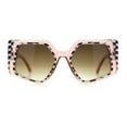 thumbnail image 3 of Womens Mod Geometric Pentagon Plastic Retro Oversize Fashion Sunglasses Pink - Brown, 3 of 8