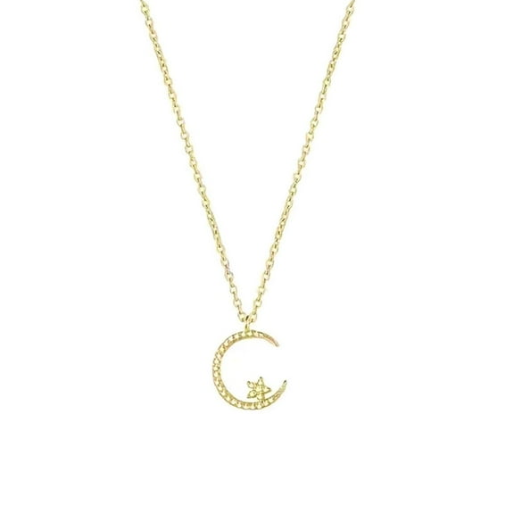 MOQIN Pendant Necklace for Women,Gold Moon Star Necklace Cubic Zirconia Jewelry for Teen & Women Ladies Dainty Chain,Star Necklace, Moon Necklace for Women,Jewelry Gift For Women