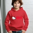 thumbnail image 3 of Hello Kitty Hoodie with Cuffed Sleeves Anime Gifts for Boys Girls Red 9-10y, 3 of 5