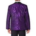 thumbnail image 3 of INSPIRE CHIC Men's Blazers Sequin Shiny Metallic Argyle Plaid Suit Jackets  S Purple, 3 of 4