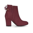 thumbnail image 3 of BLISSFUL STEP Women's Ankle Boots Block Heel Zipper Lace Up Boots Burgundy 9, 3 of 6