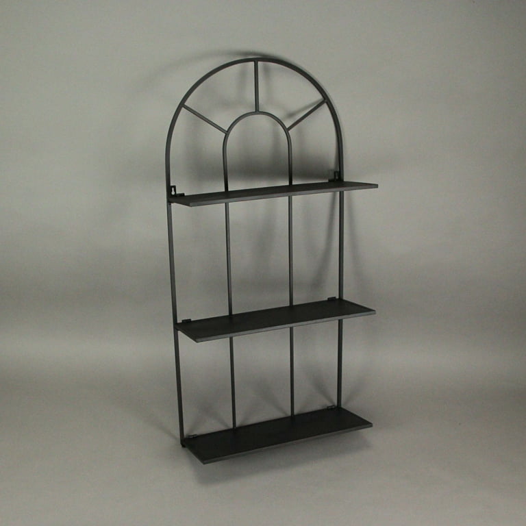 Mayrich Black Metal 3-Tier Wall Hanging Shelf Arch Frame Shelving Decor