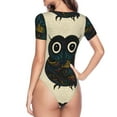 thumbnail image 4 of Naloa Owl with Mandala Women's Short-Sleeved Onesie, One-Piece Swimsuit for Parties, dates, clubs - Small, 4 of 9